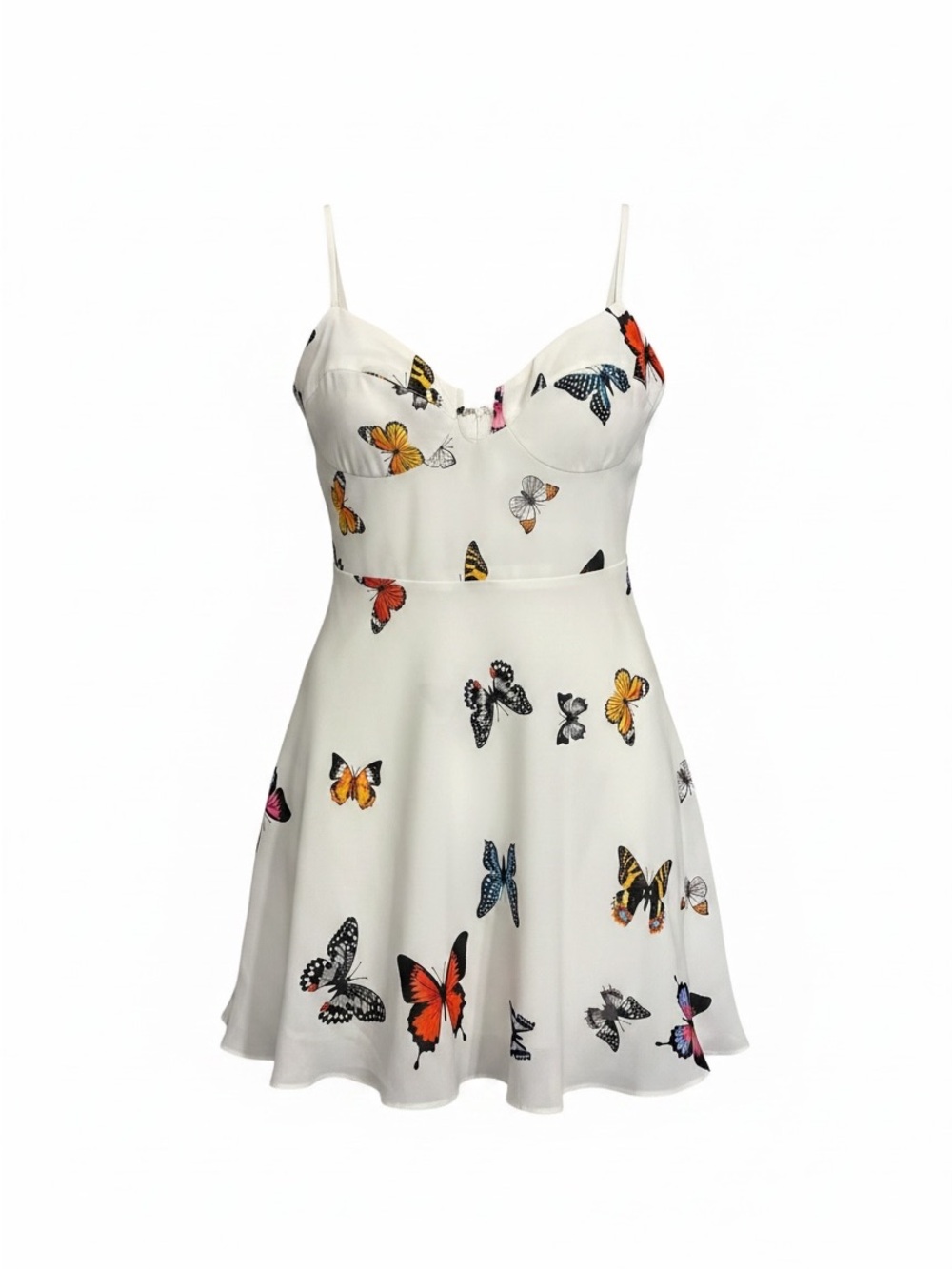 Buddy Love Cate White Butterfly Print Spaghetti Strap Dress
